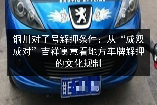 铜川对子号解押条件:从“成双成对”吉祥寓意看地方车牌解押的文化规制 第3张 铜川对子号解押条件:从“成双成对”吉祥寓意看地方车牌解押的文化规制 第3张