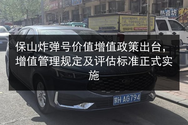 保山炸弹号价值增值政策出台，增值管理规定及评估标准正式实施