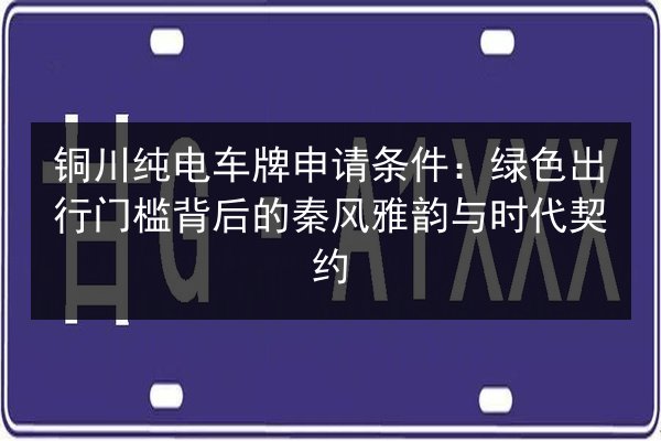 铜川纯电车牌申请条件:绿色出行门槛背后的秦风雅韵与时代契约 第2张 铜川纯电车牌申请条件:绿色出行门槛背后的秦风雅韵与时代契约 第2张
