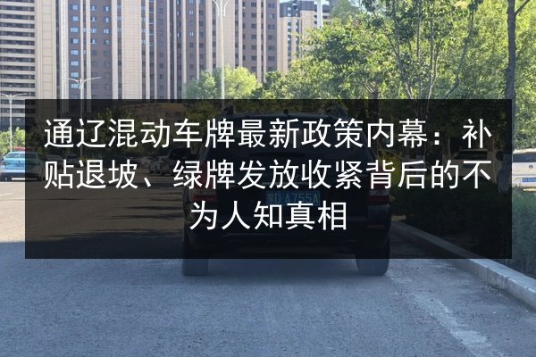 通辽混动车牌最新政策内幕：补贴退坡、绿牌发放收紧背后的不为人知真相 第3张