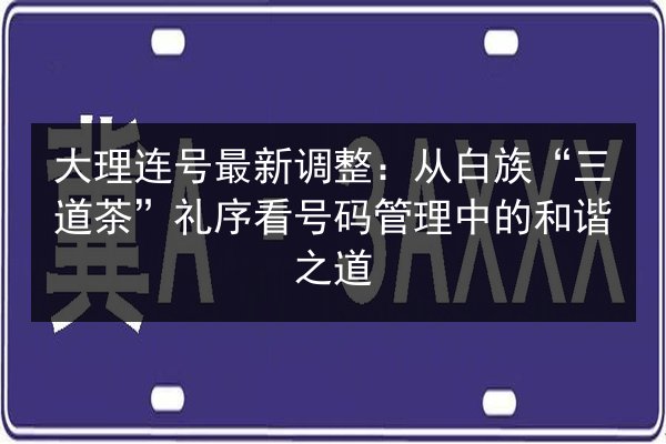 大理连号最新调整:从白族“三道茶”礼序看号码管理中的和谐之道 第3张 大理连号最新调整:从白族“三道茶”礼序看号码管理中的和谐之道 第3张