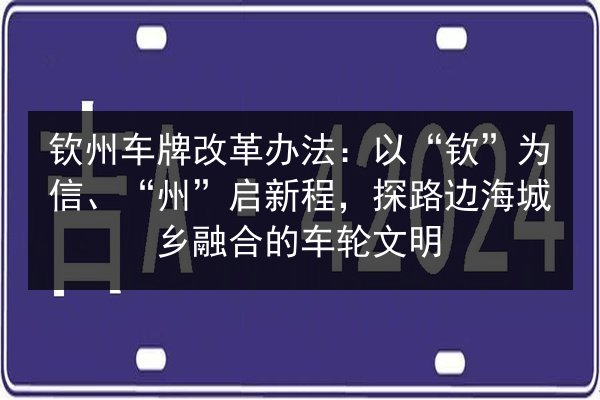 钦州车牌改革办法：以“钦”为信、“州”启新程，探路边海城乡融合的车轮文明 第3张