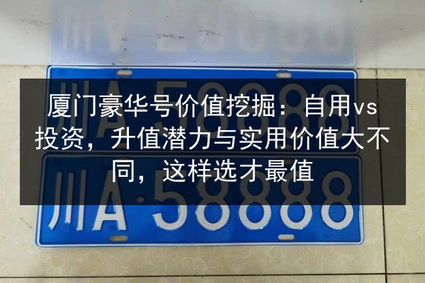 厦门豪华号价值挖掘：自用vs投资，升值潜力与实用价值大不同，这样选才最值