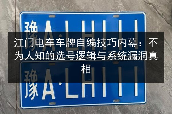 江门电车车牌自编技巧内幕：不为人知的选号逻辑与系统漏洞真相 第3张