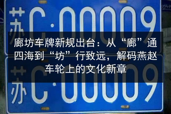 廊坊车牌新规出台：从“廊”通四海到“坊”行致远，解码燕赵车轮上的文化新章 第2张