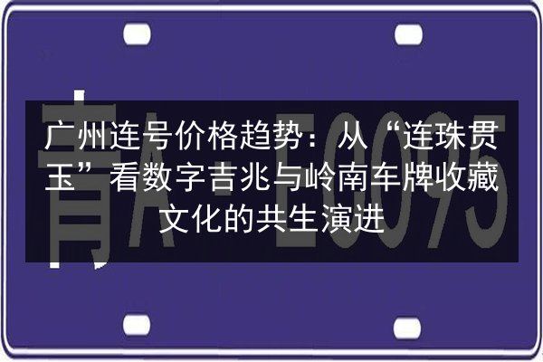 广州连号价格趋势：从“连珠贯玉”看数字吉兆与岭南车牌收藏文化的共生演进 第2张