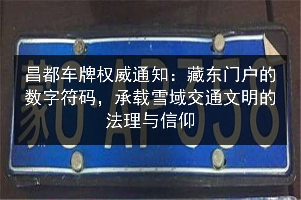 昌都车牌权威通知：藏东门户的数字符码，承载雪域交通文明的法理与信仰 第3张