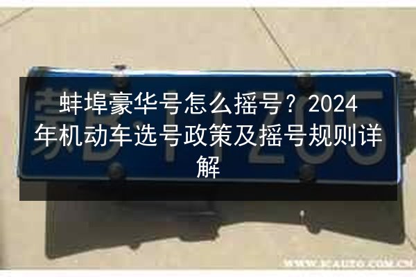 蚌埠豪华号怎么摇号？2024年机动车选号政策及摇号规则详解