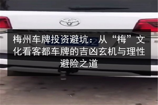 梅州车牌投资避坑：从“梅”文化看客都车牌的吉凶玄机与理性避险之道