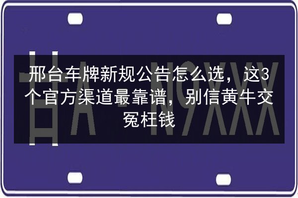 邢台车牌新规公告怎么选，这3个官方渠道最靠谱，别信黄牛交冤枉钱 第3张