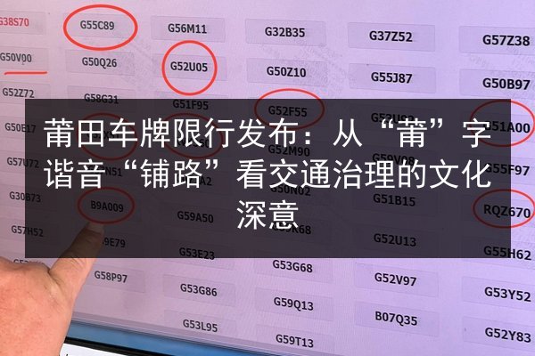 莆田车牌限行发布：从“莆”字谐音“铺路”看交通治理的文化深意