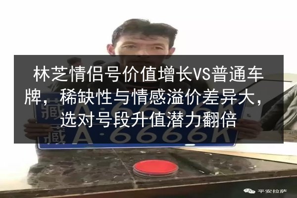 林芝情侣号价值增长VS普通车牌,稀缺性与情感溢价差异大,选对号段升值潜力翻倍 第3张 林芝情侣号价值增长VS普通车牌,稀缺性与情感溢价差异大,选对号段升值潜力翻倍 第3张