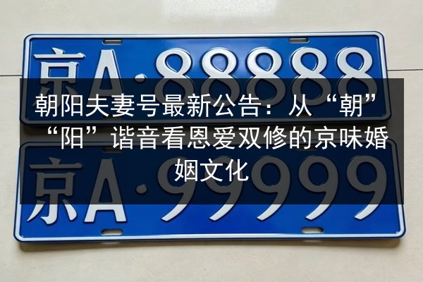 朝阳夫妻号最新公告：从“朝”“阳”谐音看恩爱双修的京味婚姻文化