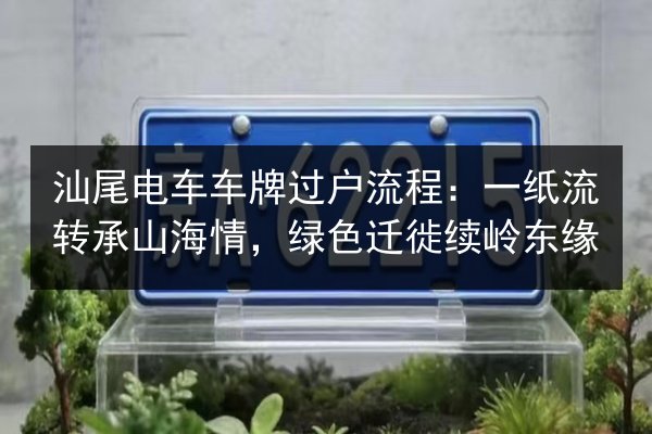 汕尾电车车牌过户流程:一纸流转承山海情,绿色迁徙续岭东缘 第3张 汕尾电车车牌过户流程:一纸流转承山海情,绿色迁徙续岭东缘 第3张