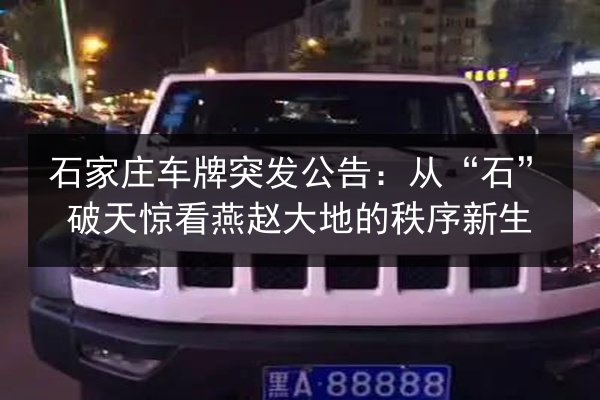 石家庄车牌突发公告:从“石”破天惊看燕赵大地的秩序新生 第3张 石家庄车牌突发公告:从“石”破天惊看燕赵大地的秩序新生 第3张