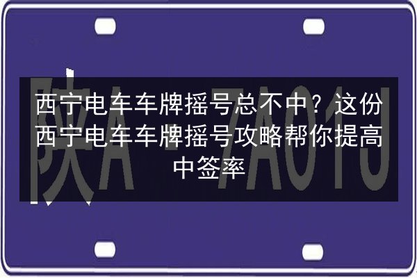 西宁电车车牌摇号总不中？这份西宁电车车牌摇号攻略帮你提高中签率 第2张