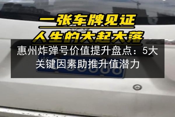 惠州炸弹号价值提升盘点：5大关键因素助推升值潜力 第2张