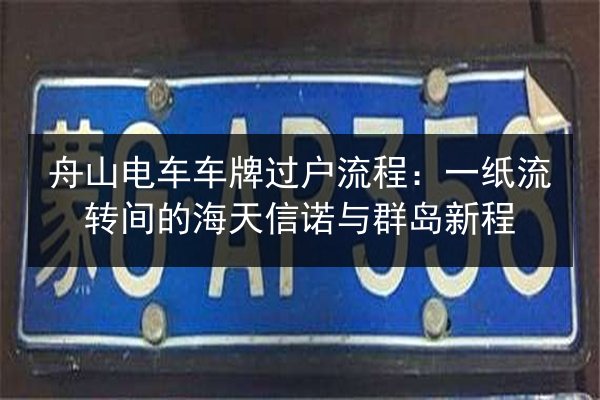 舟山电车车牌过户流程：一纸流转间的海天信诺与群岛新程
