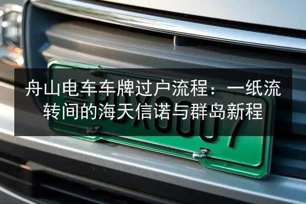 舟山电车车牌过户流程：一纸流转间的海天信诺与群岛新程 第2张