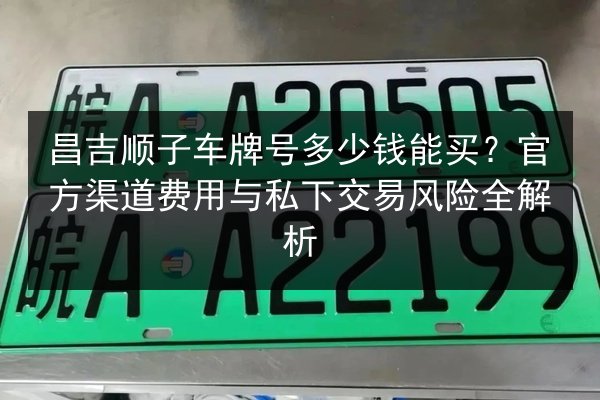 昌吉顺子车牌号多少钱能买？官方渠道费用与私下交易风险全解析 第3张