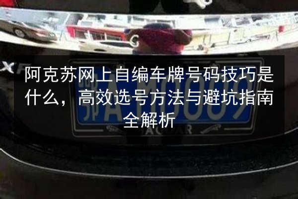 阿克苏网上自编车牌号码技巧是什么,高效选号方法与避坑指南全解析 第2张 阿克苏网上自编车牌号码技巧是什么,高效选号方法与避坑指南全解析 第2张