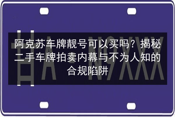阿克苏车牌靓号可以买吗？揭秘二手车牌拍卖内幕与不为人知的合规陷阱 第3张