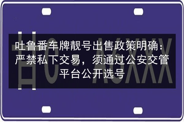 吐鲁番车牌靓号出售政策明确:严禁私下交易,须通过公安交管平台公开选号 第2张 吐鲁番车牌靓号出售政策明确:严禁私下交易,须通过公安交管平台公开选号 第2张