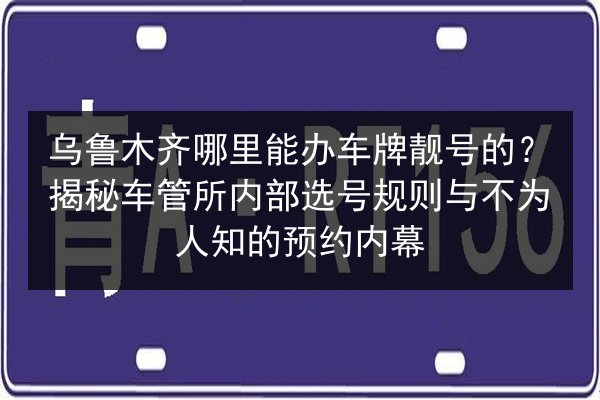 乌鲁木齐哪里能办车牌靓号的？揭秘车管所内部选号规则与不为人知的预约内幕