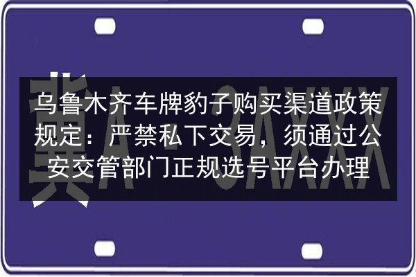 乌鲁木齐车牌豹子购买渠道政策规定：严禁私下交易，须通过公安交管部门正规选号平台办理