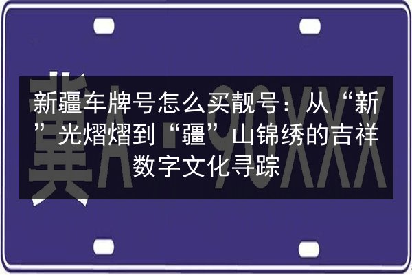新疆车牌号怎么买靓号：从“新”光熠熠到“疆”山锦绣的吉祥数字文化寻踪 第3张