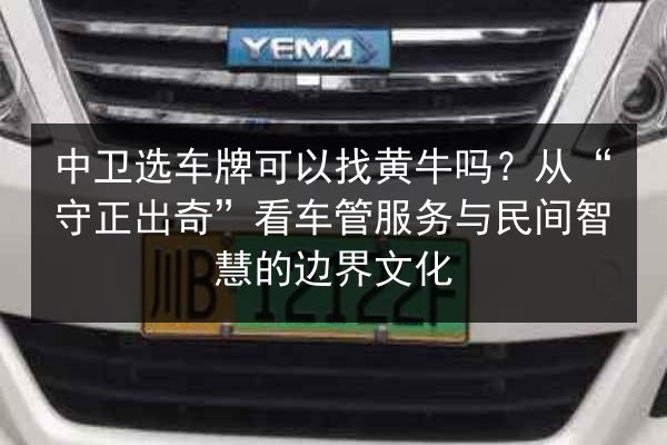 中卫选车牌可以找黄牛吗？从“守正出奇”看车管服务与民间智慧的边界文化 第3张