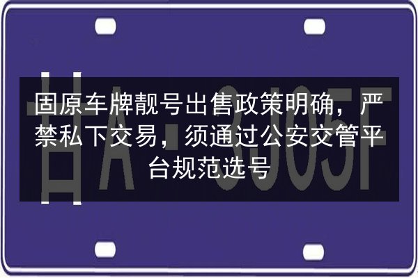固原车牌靓号出售政策明确,严禁私下交易,须通过公安交管平台规范选号 第3张 固原车牌靓号出售政策明确,严禁私下交易,须通过公安交管平台规范选号 第3张