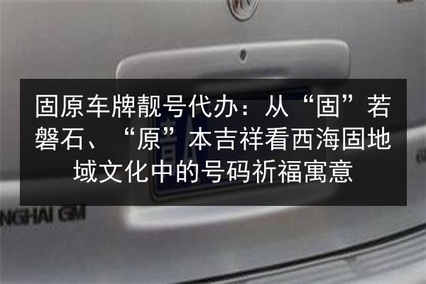固原车牌靓号代办:从“固”若磐石、“原”本吉祥看西海固地域文化中的号码祈福寓意 第3张 固原车牌靓号代办:从“固”若磐石、“原”本吉祥看西海固地域文化中的号码祈福寓意 第3张
