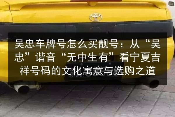 吴忠车牌号怎么买靓号：从“吴忠”谐音“无中生有”看宁夏吉祥号码的文化寓意与选购之道 第3张