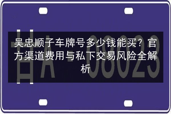 吴忠顺子车牌号多少钱能买?官方渠道费用与私下交易风险全解析 第2张 吴忠顺子车牌号多少钱能买?官方渠道费用与私下交易风险全解析 第2张