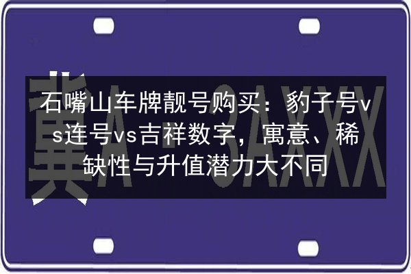 石嘴山车牌靓号购买:豹子号vs连号vs吉祥数字,寓意、稀缺性与升值潜力大不同 第3张 石嘴山车牌靓号购买:豹子号vs连号vs吉祥数字,寓意、稀缺性与升值潜力大不同 第3张