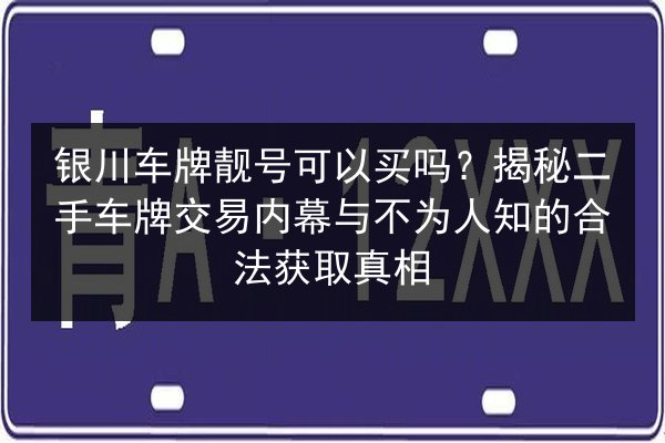 银川车牌靓号可以买吗？揭秘二手车牌交易内幕与不为人知的合法获取真相 第2张