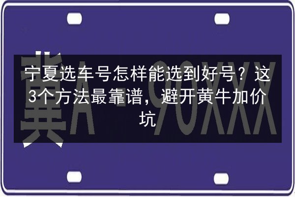 宁夏选车号怎样能选到好号?这3个方法最靠谱,避开黄牛加价坑 第1张 宁夏选车号怎样能选到好号?这3个方法最靠谱,避开黄牛加价坑 第1张