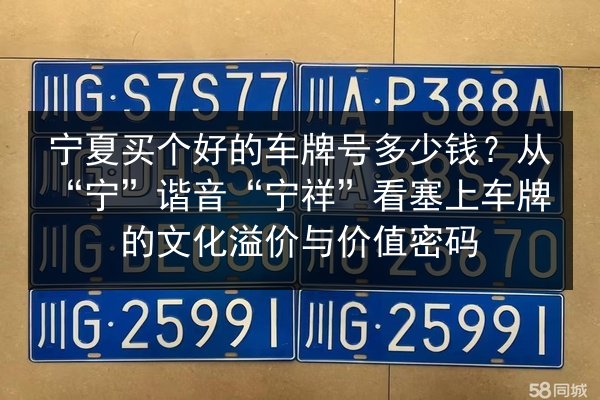 宁夏买个好的车牌号多少钱？从“宁”谐音“宁祥”看塞上车牌的文化溢价与价值密码