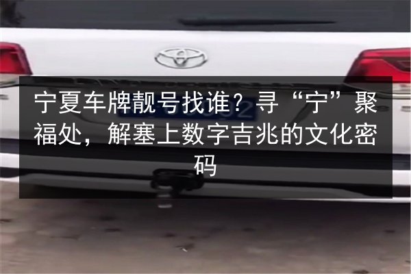 宁夏车牌靓号找谁？寻“宁”聚福处，解塞上数字吉兆的文化密码 第1张