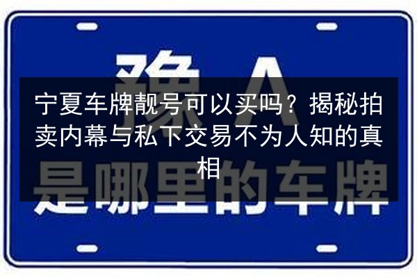 宁夏车牌靓号可以买吗？揭秘拍卖内幕与私下交易不为人知的真相 第2张