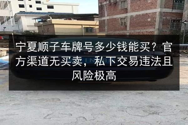 宁夏顺子车牌号多少钱能买？官方渠道无买卖，私下交易违法且风险极高 第3张