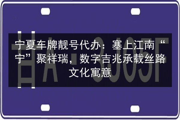 宁夏车牌靓号代办：塞上江南“宁”聚祥瑞，数字吉兆承载丝路文化寓意 第2张