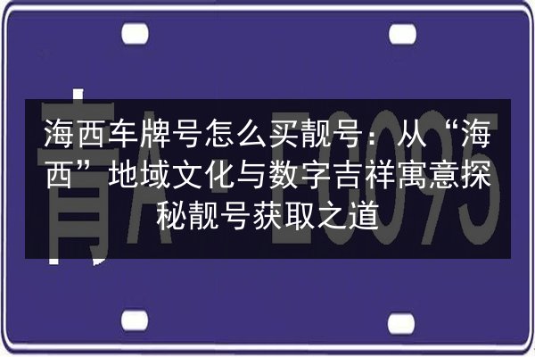 海西车牌号怎么买靓号：从“海西”地域文化与数字吉祥寓意探秘靓号获取之道 第3张
