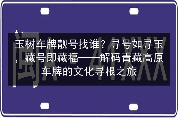 玉树车牌靓号找谁?寻号如寻玉,藏号即藏福——解码青藏高原车牌的文化寻根之旅 第2张 玉树车牌靓号找谁?寻号如寻玉,藏号即藏福——解码青藏高原车牌的文化寻根之旅 第2张
