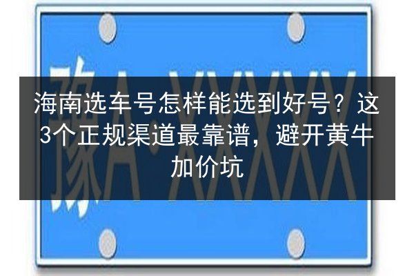 海南选车号怎样能选到好号?这3个正规渠道最靠谱,避开黄牛加价坑 第2张 海南选车号怎样能选到好号?这3个正规渠道最靠谱,避开黄牛加价坑 第2张