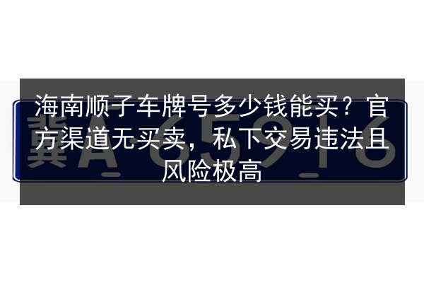 海南顺子车牌号多少钱能买？官方渠道无买卖，私下交易违法且风险极高 第2张