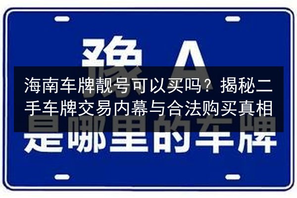 海南车牌靓号可以买吗？揭秘二手车牌交易内幕与合法购买真相 第2张