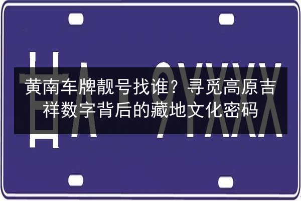 黄南车牌靓号找谁？寻觅高原吉祥数字背后的藏地文化密码 第3张