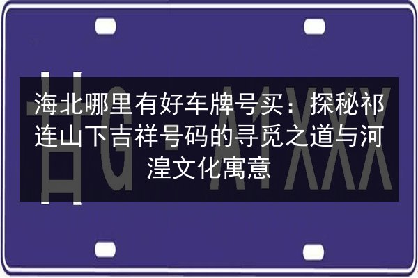 海北哪里有好车牌号买：探秘祁连山下吉祥号码的寻觅之道与河湟文化寓意
